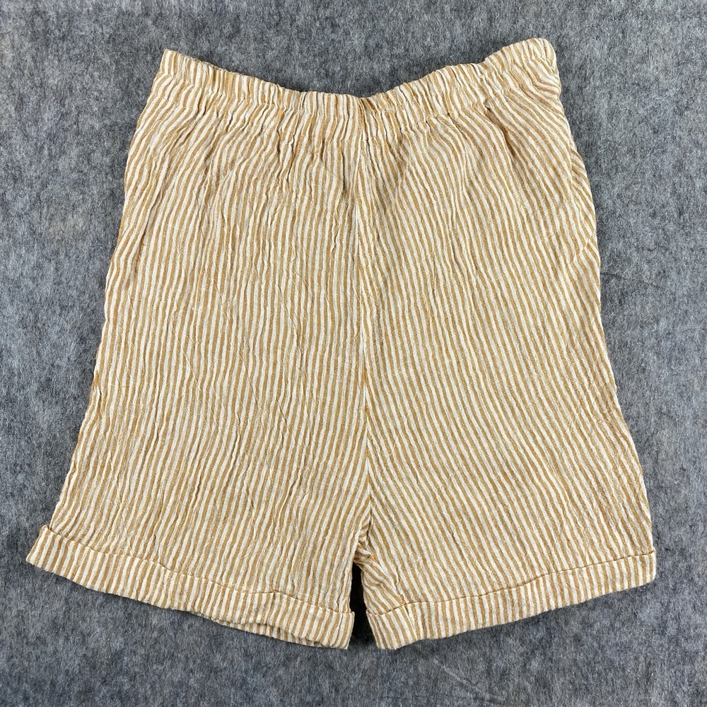 Kinney the Label Australia Shorts Women XS Striped Gauzey Gold Summer High Waist
